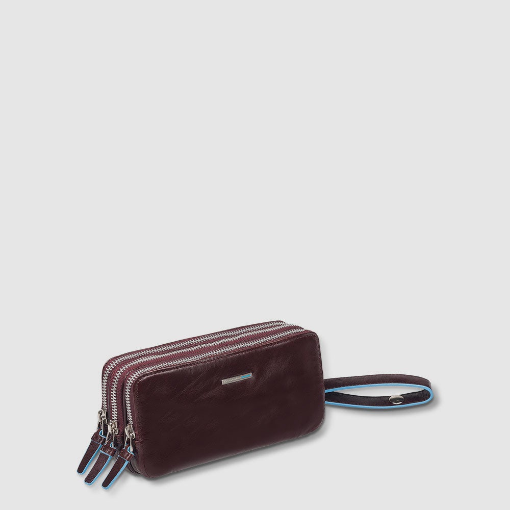 Piquadro Modus Pochette Clutch braun 3 Fächer Leder