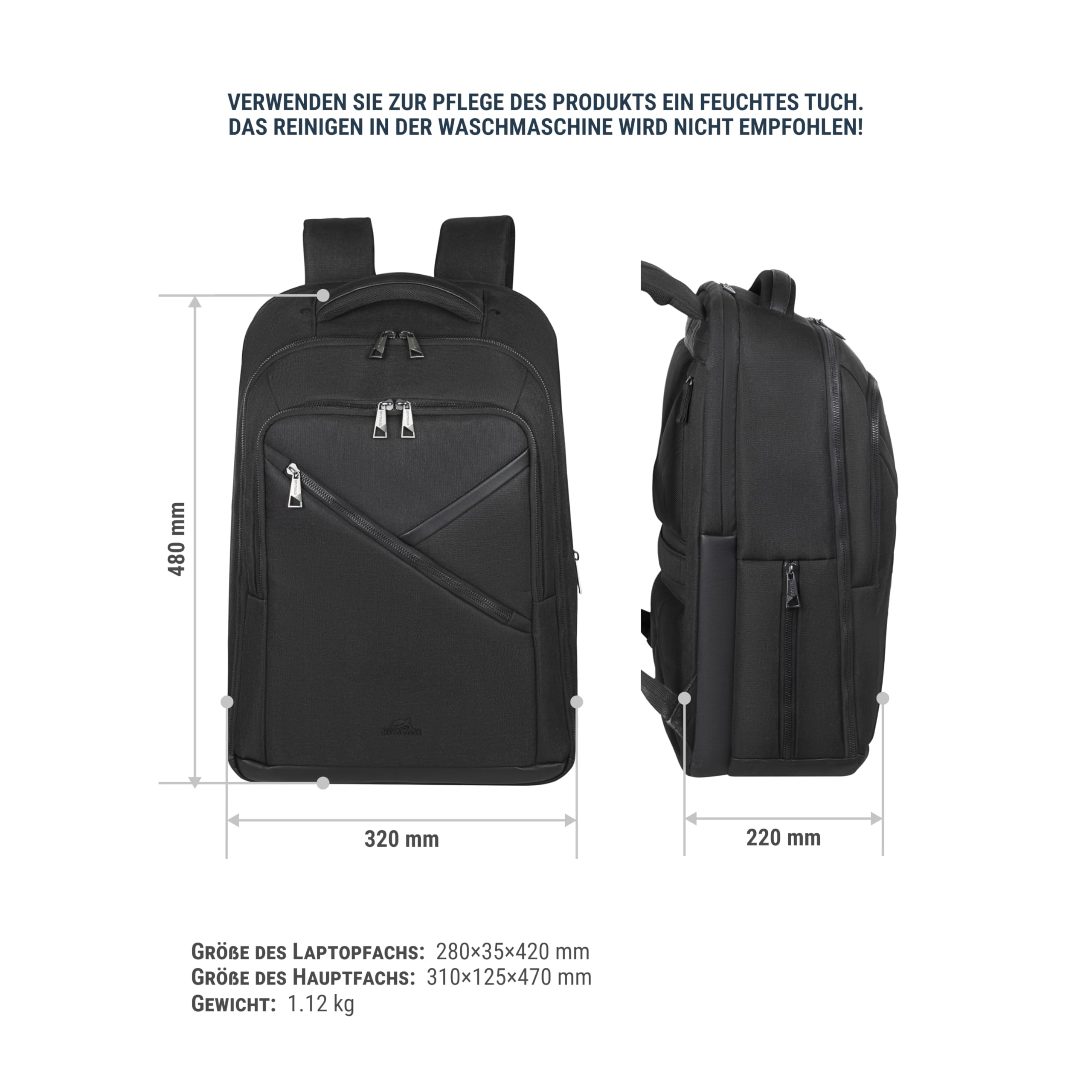 RIVACASE Tegel 17,3 Zoll Laptop Rucksack Schwarz RPET
