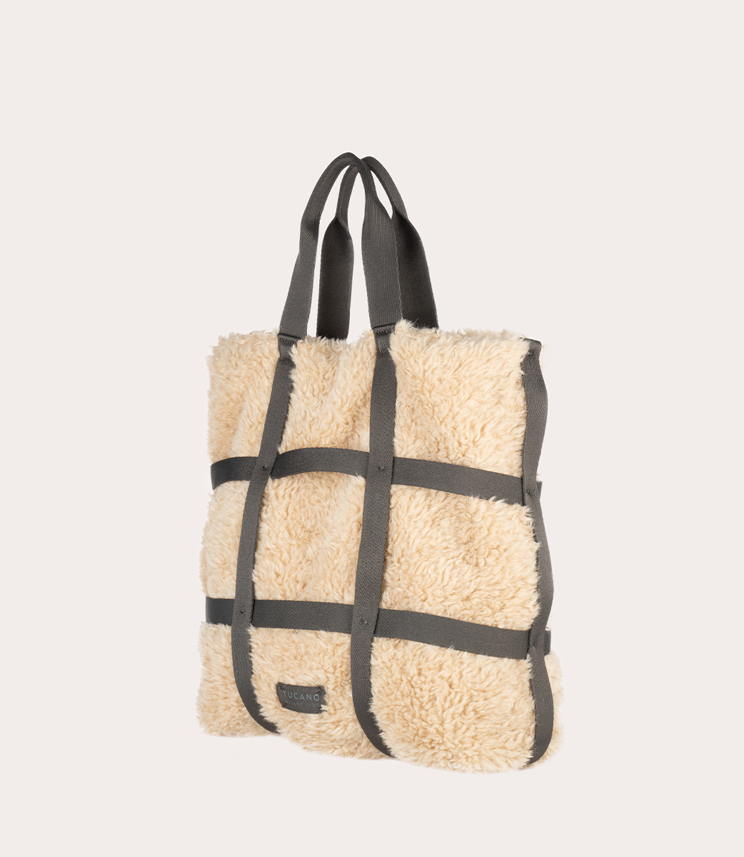 Tucano Cage Tote Tasche Kunstfell Schwarz Laptop
