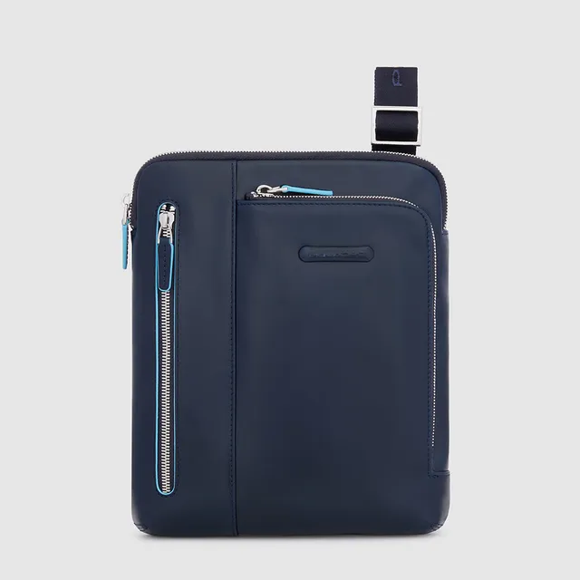 Piquadro Blue Square Borsello iPad Umhängetasche Blau Leder