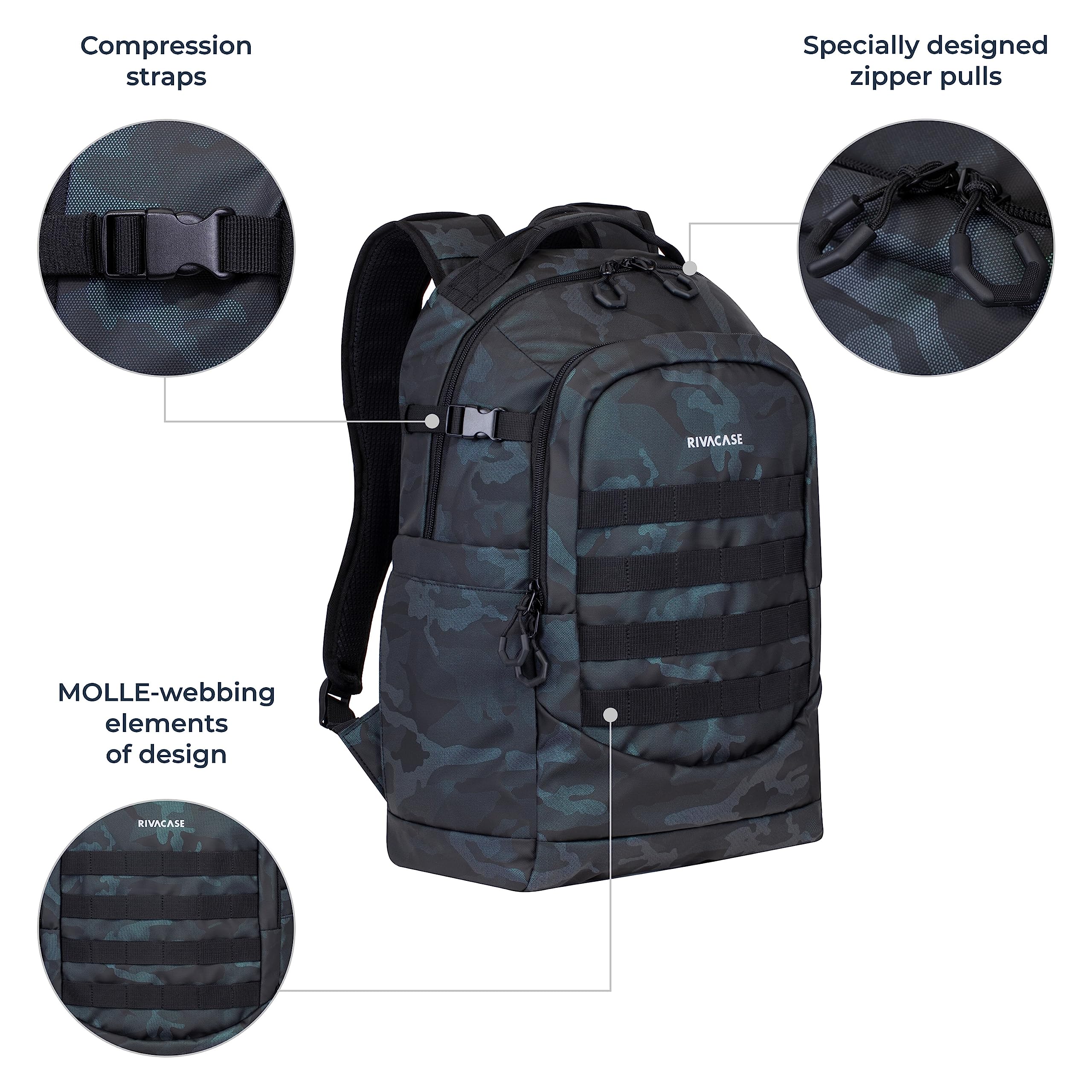 Rivacase Mestalla Rucksack 28L 15,6 Zoll Navy Camo