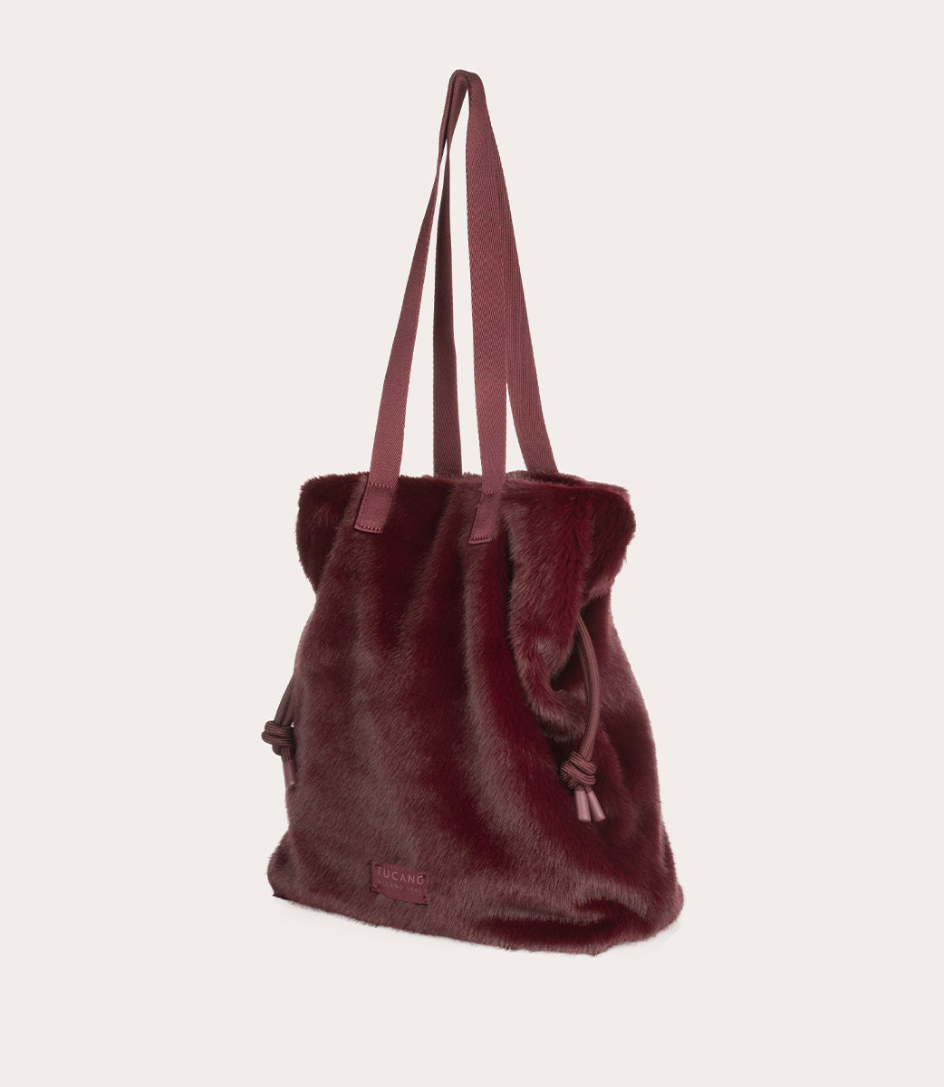 Tucano Nina Fur Shopper Laptoptasche bordeaux Kunstfell