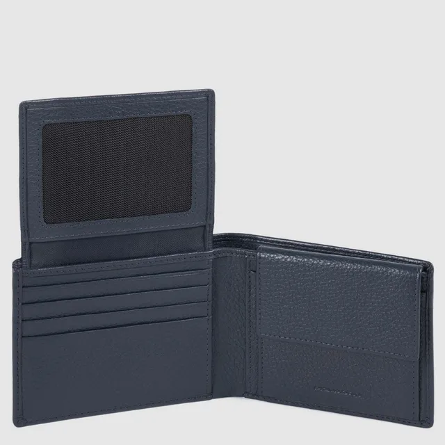 Piquadro Blue Square Geldbörse Leder blau RFID Münzfach