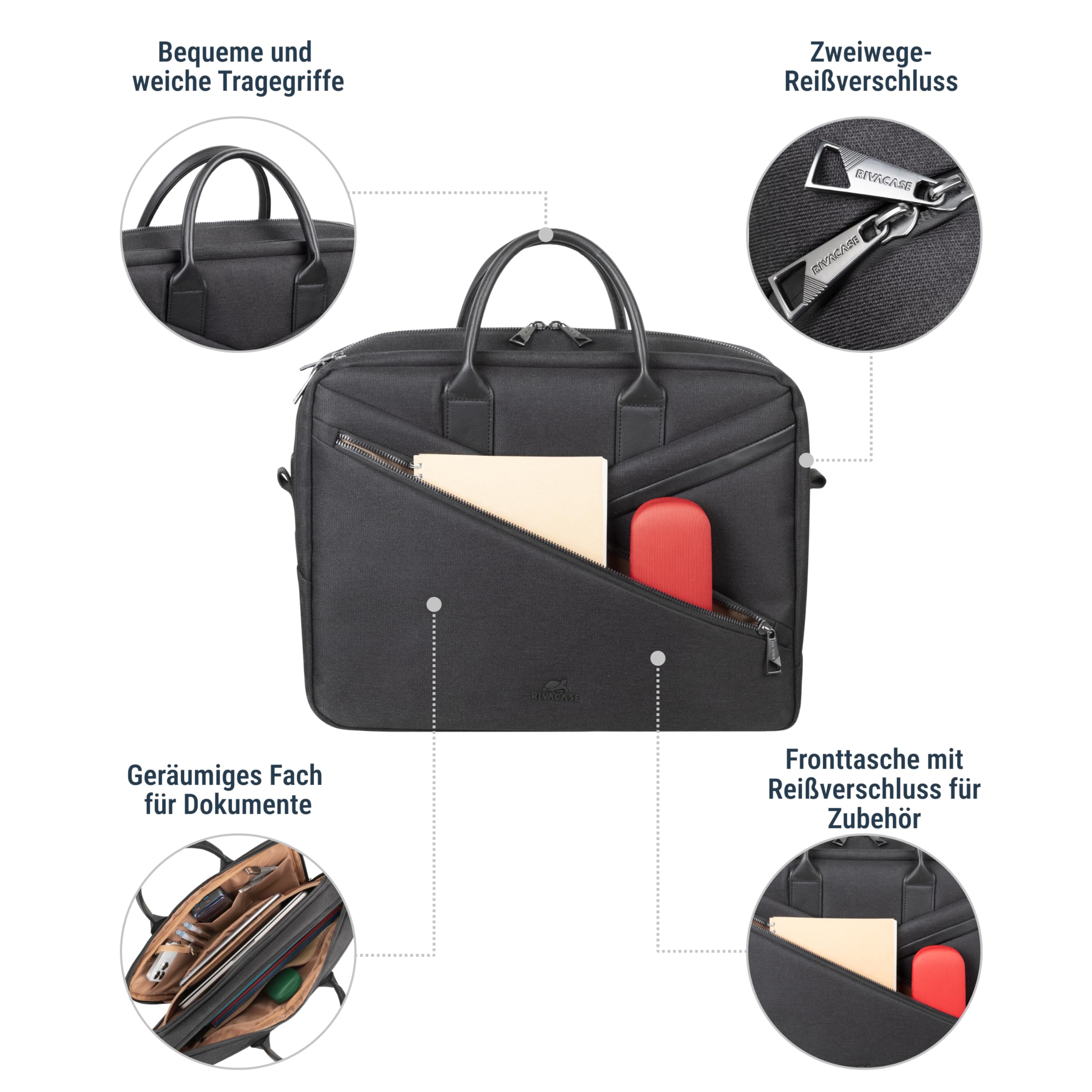 RIVACASE Alpendorf Laptoptasche 15,6 Zoll Schwarz wasserabweisend