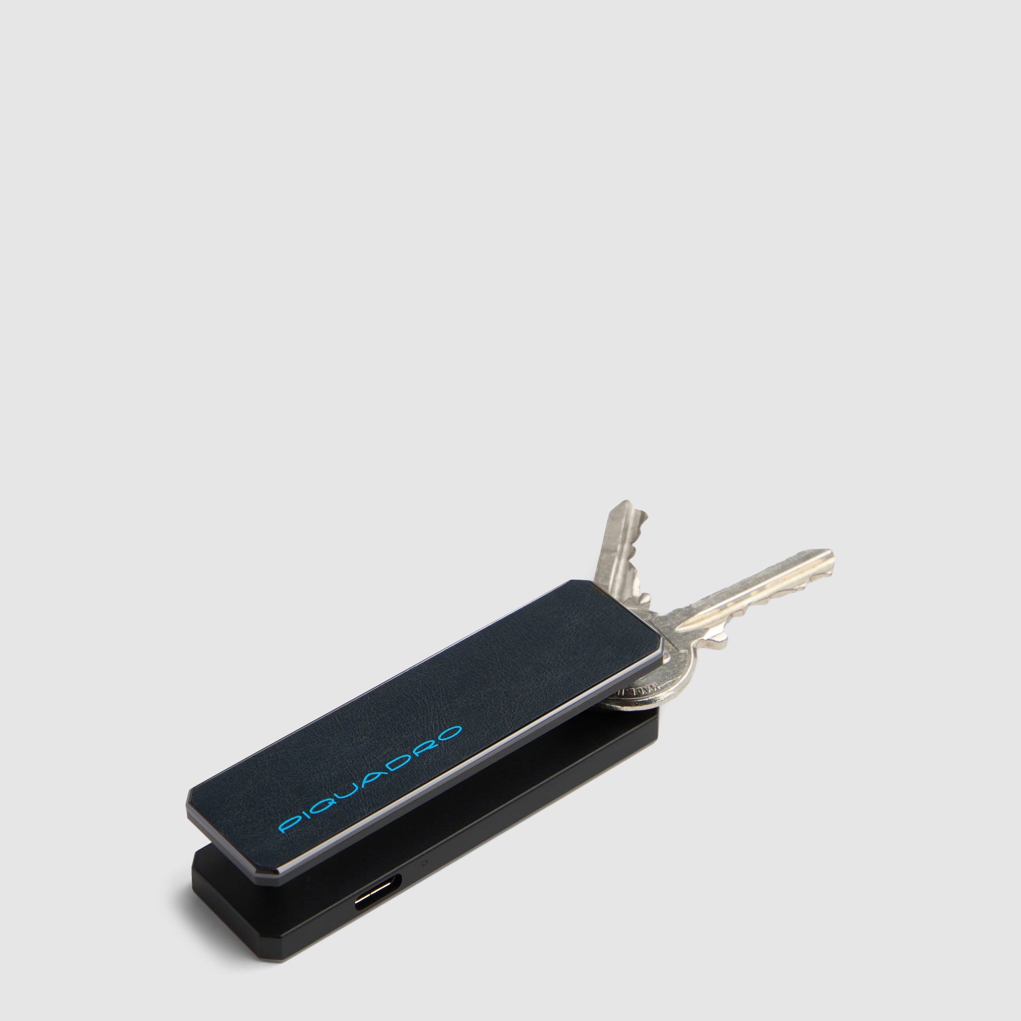 Piquadro Connequ Schlüsselanhänger Leder Blau mit Tracker