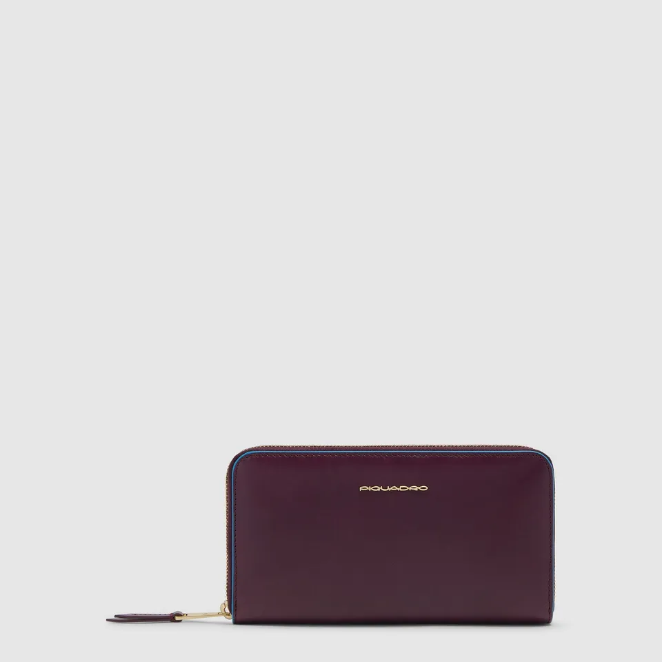 Piquadro Materia Damen-Geldbörse Leder Zip-around Schwarz
