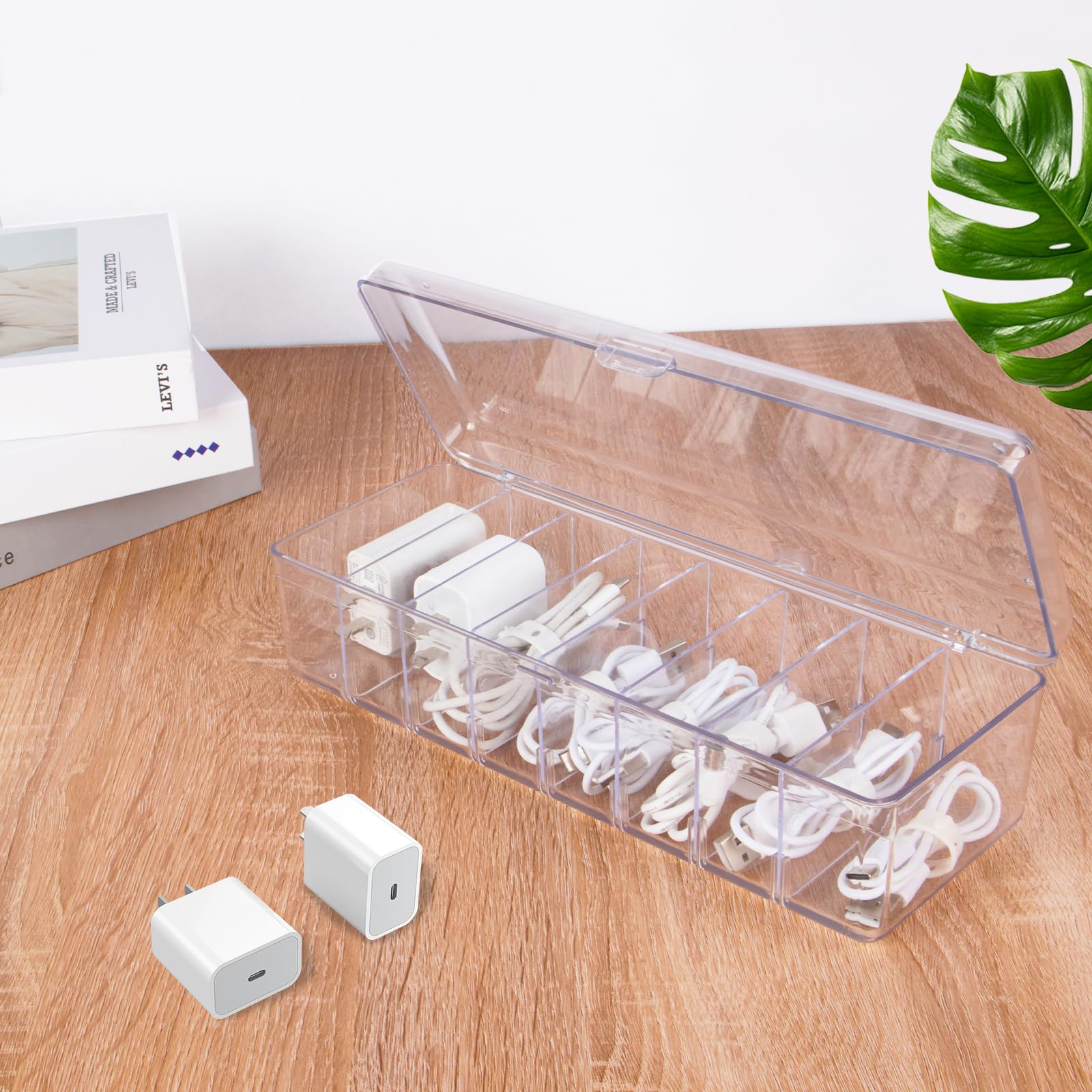 ARVOK Kabel Organizer Box 2er-Set Transparent mit Deckel