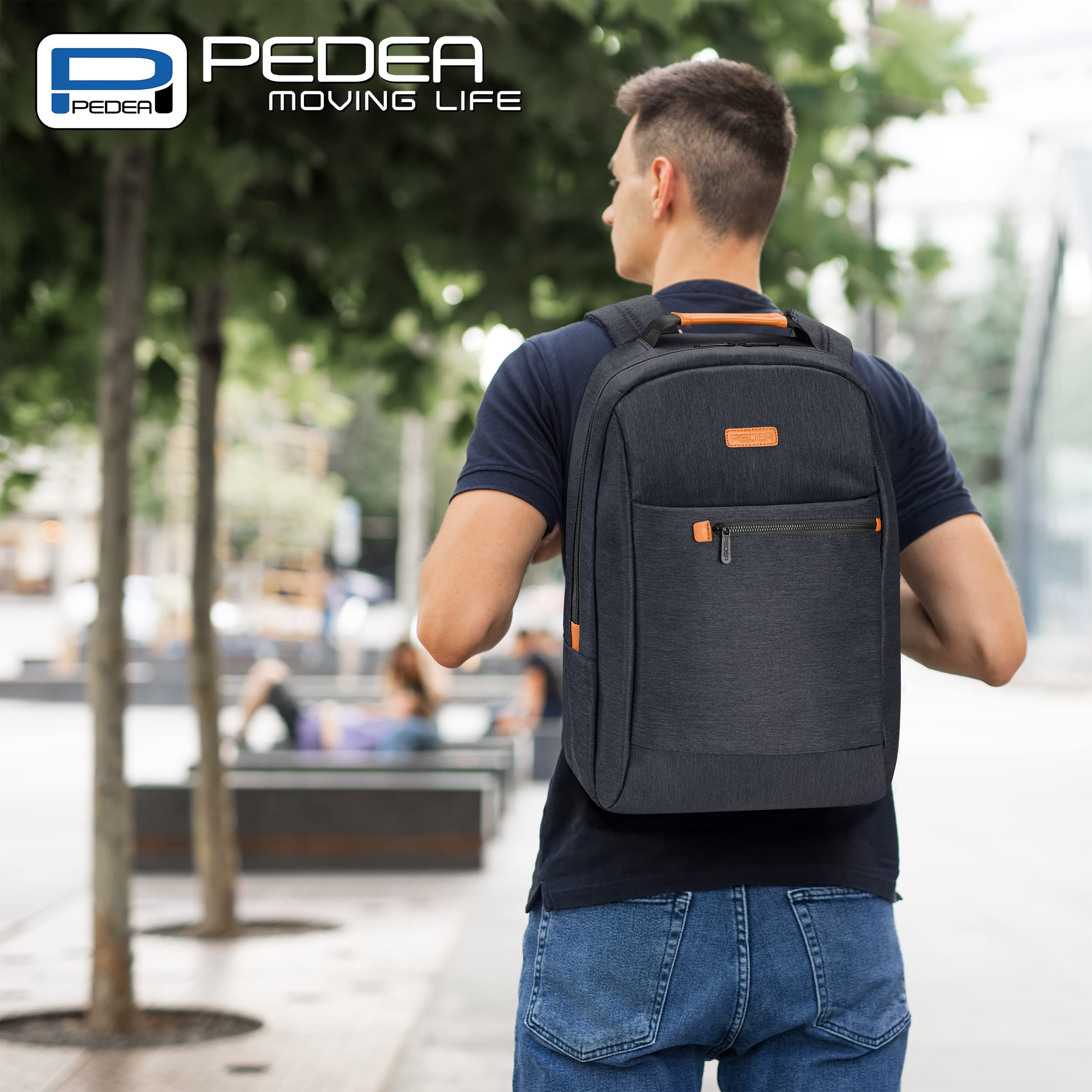 Pedea Elegance Laptop-Rucksack 17,3 Zoll Grau gepolstert