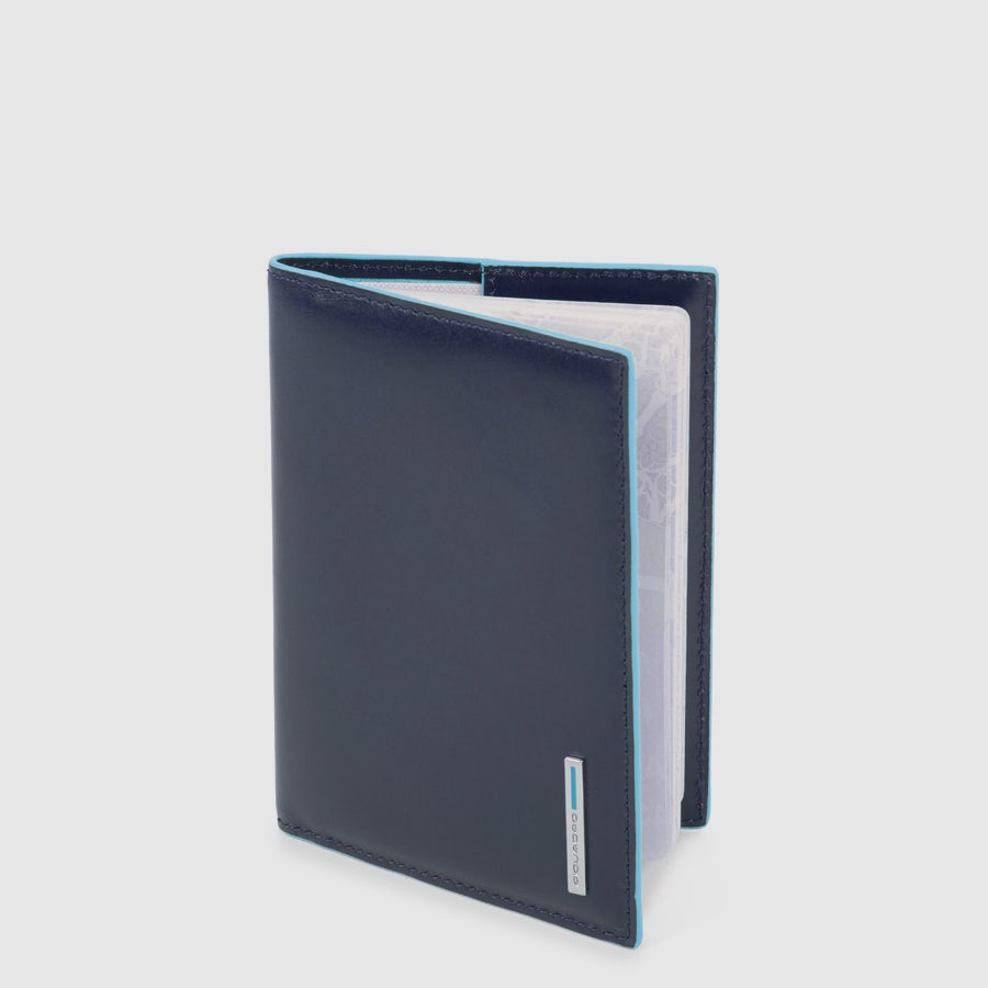 Piquadro Blue Square Reisepasshülle Leder Schwarz