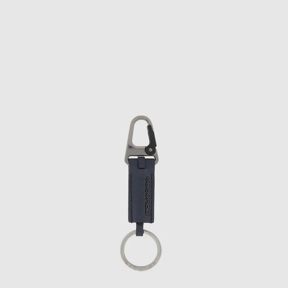 Piquadro Blue Square Schlüsselanhänger BLU Leder Karabiner