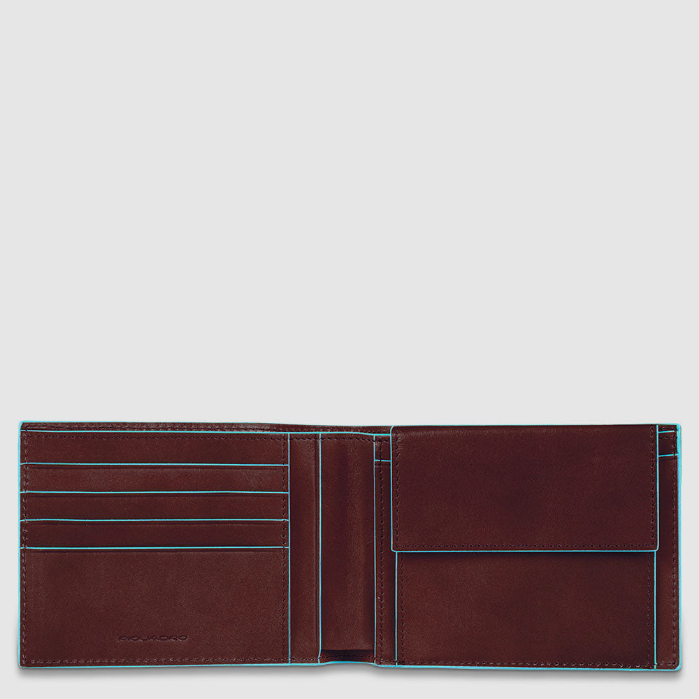 Piquadro Blue Square Geldbörse Herren Leder Blau Münzfach