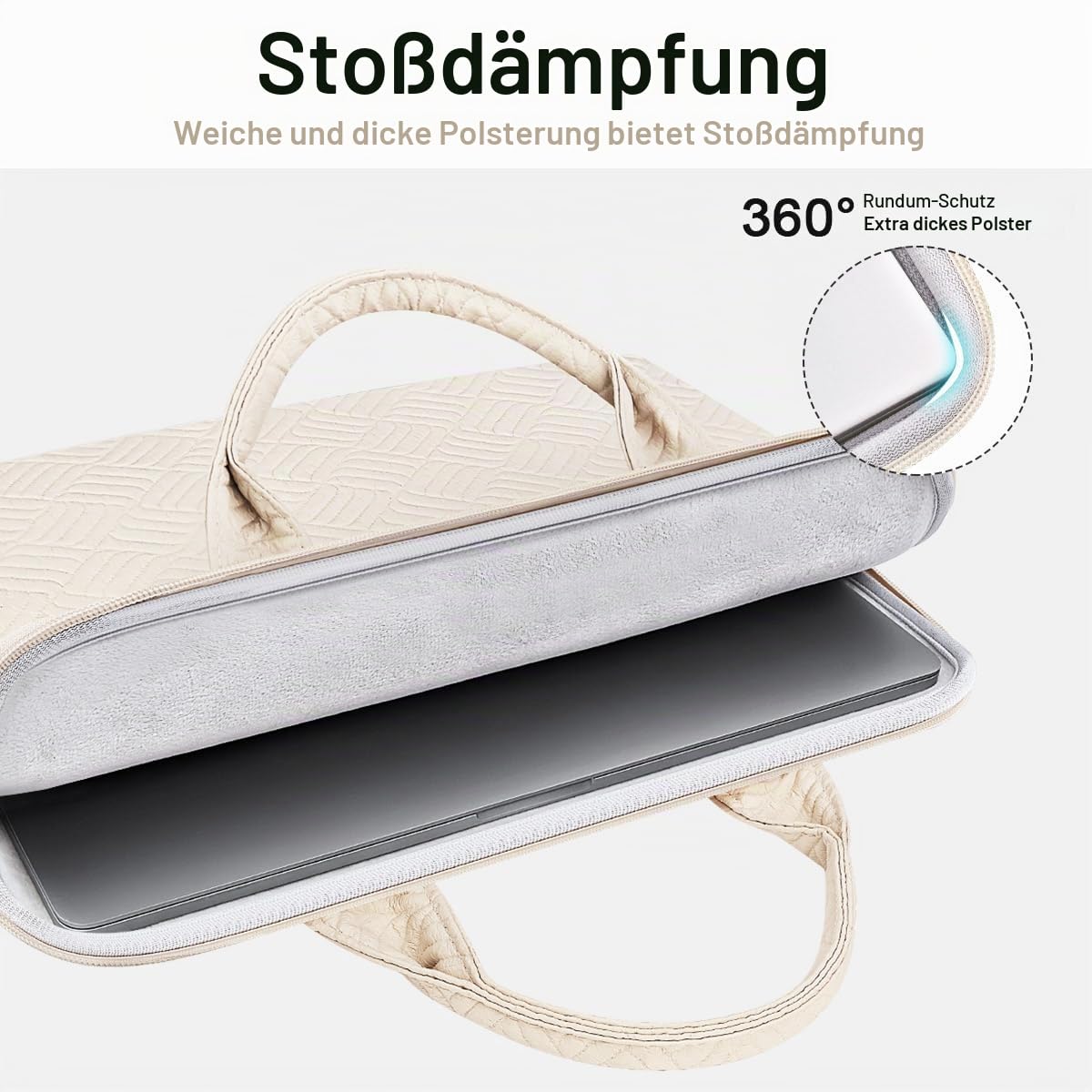 Arvok Business Sleeve 15,6 Zoll Weiß mit Griff