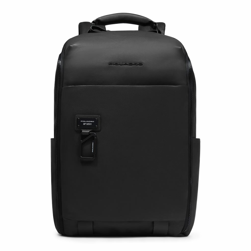 Piquadro Black Square Rucksack Leder Schwarz 15,6 Zoll