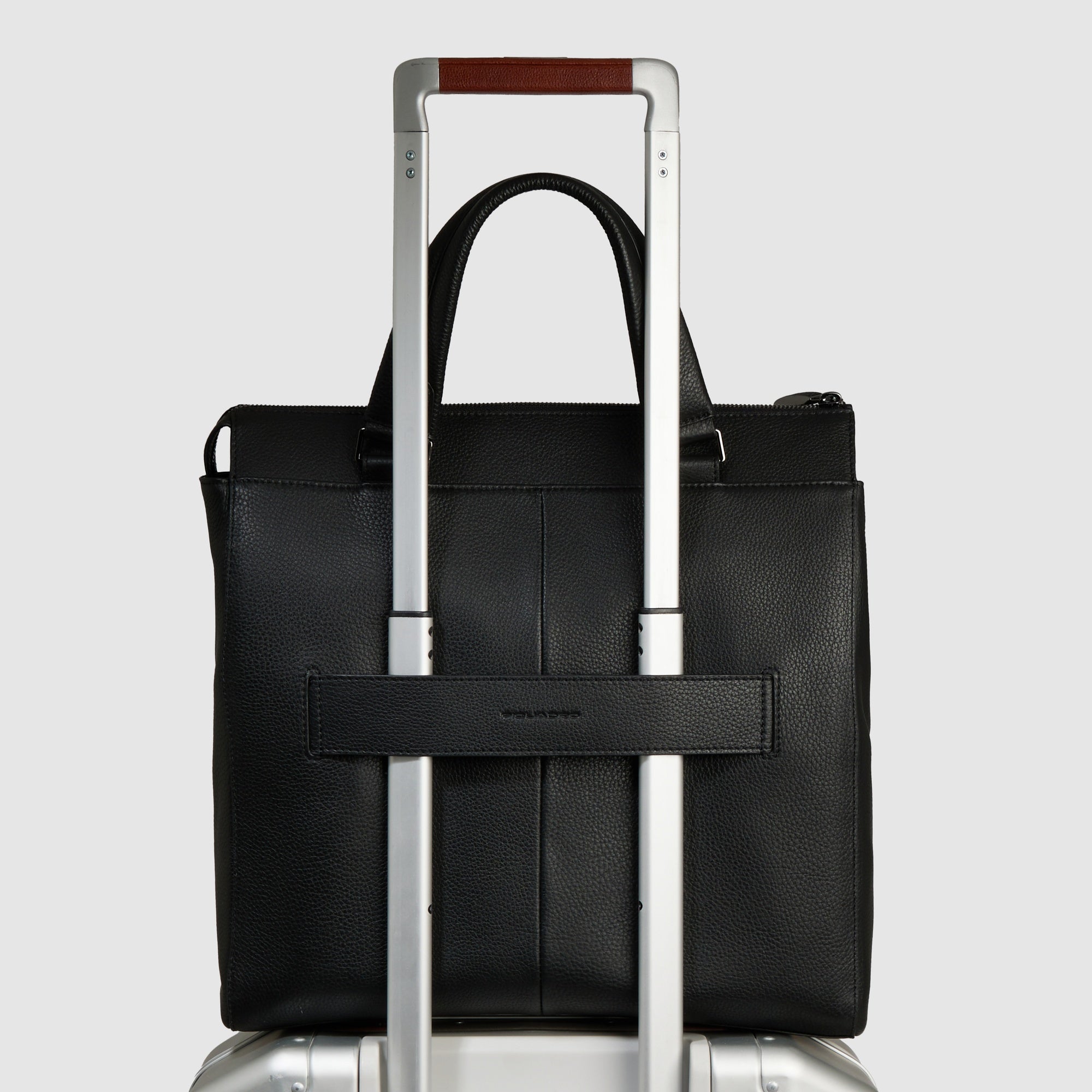 Piquadro Black Square Tote Shopper 13,3 Zoll schwarz Leder